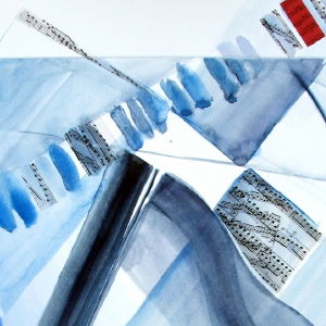 Reflektionen - Aquarell/Collage - 70x55 cm.