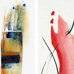 Moment Musicaux - 2x Mischtechnik - je 8x22 cm.