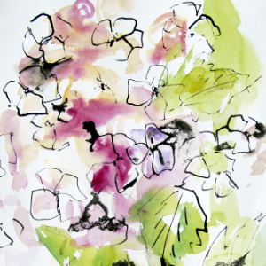 Ein Hauch von Farbe - Aquarell/Tusche - 28x38 cm.