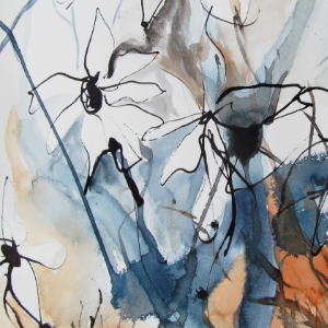 Wilde, wilde Blumen - Aquarell/Tusche - 28x22 cm.