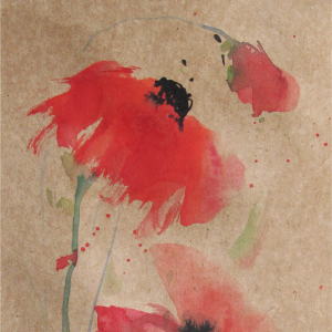 Rubine auf dem Feld - Aquarell – 18x48 cm.