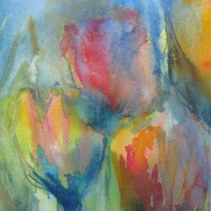 Wilde Tulpen - Aquarell - 17x35 cm.