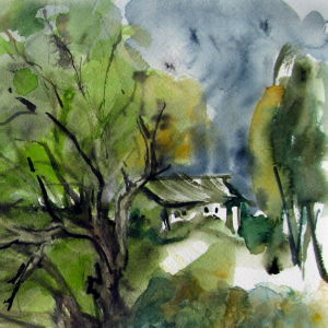 Weit Entfernt vom Stadttrubel - Aquarell - 38x28 cm.