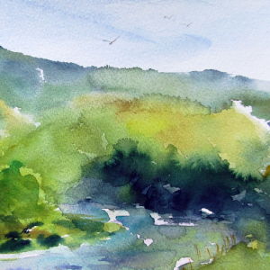 Auf der Genesee - Aquarell - 38x28 cm.